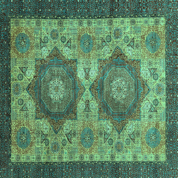Square Abstract Turquoise Modern Rug, abs2367turq