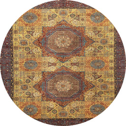 Round Abstract Metallic Gold Modern Rug, abs2367
