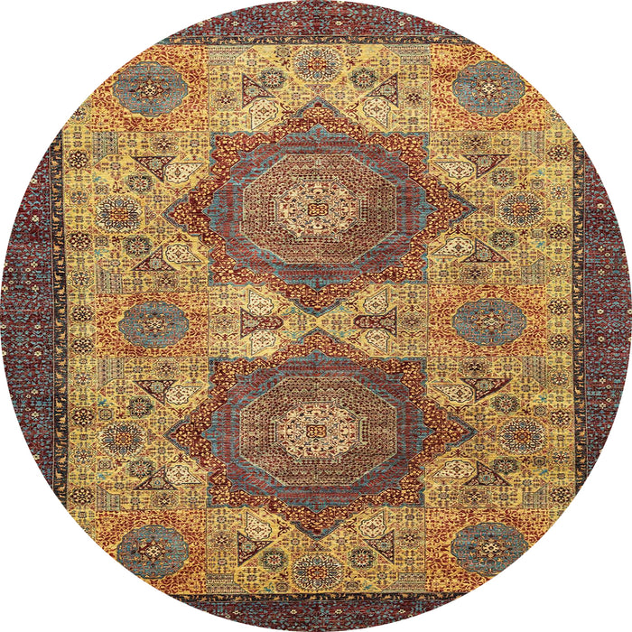 Round Abstract Metallic Gold Modern Rug, abs2367