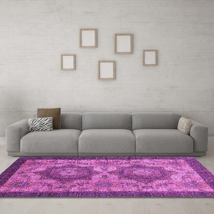 Machine Washable Abstract Purple Modern Area Rugs in a Living Room, wshabs2367pur