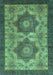 Machine Washable Abstract Turquoise Modern Area Rugs, wshabs2367turq