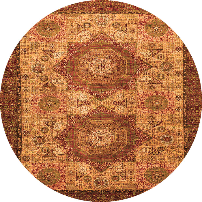 Round Abstract Orange Modern Rug, abs2367org