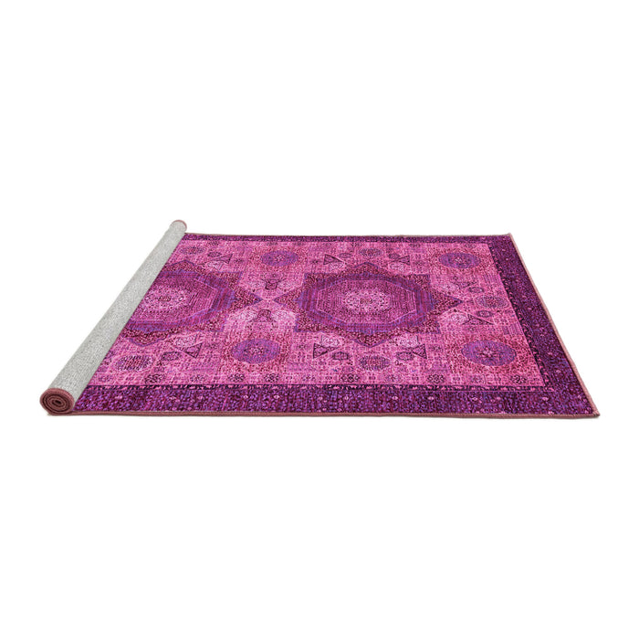 Sideview of Machine Washable Abstract Pink Modern Rug, wshabs2367pnk