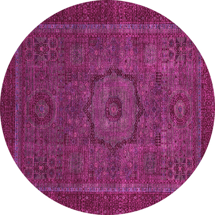 Round Machine Washable Abstract Pink Modern Rug, wshabs2368pnk