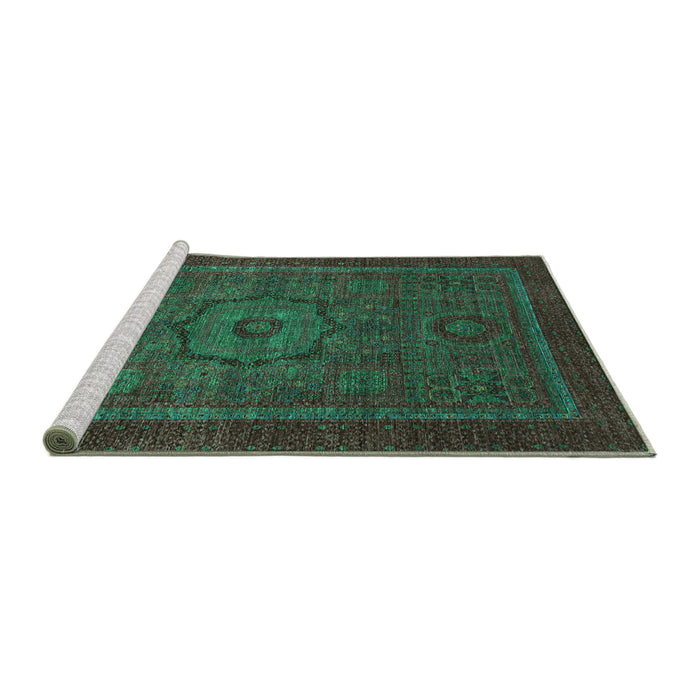 Sideview of Machine Washable Abstract Turquoise Modern Area Rugs, wshabs2368turq