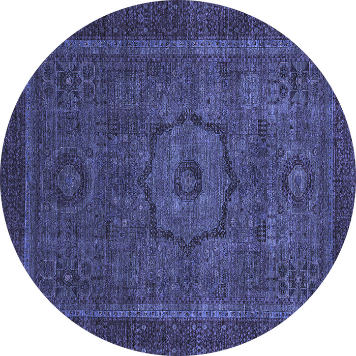 Round Machine Washable Abstract Blue Modern Rug, wshabs2368blu