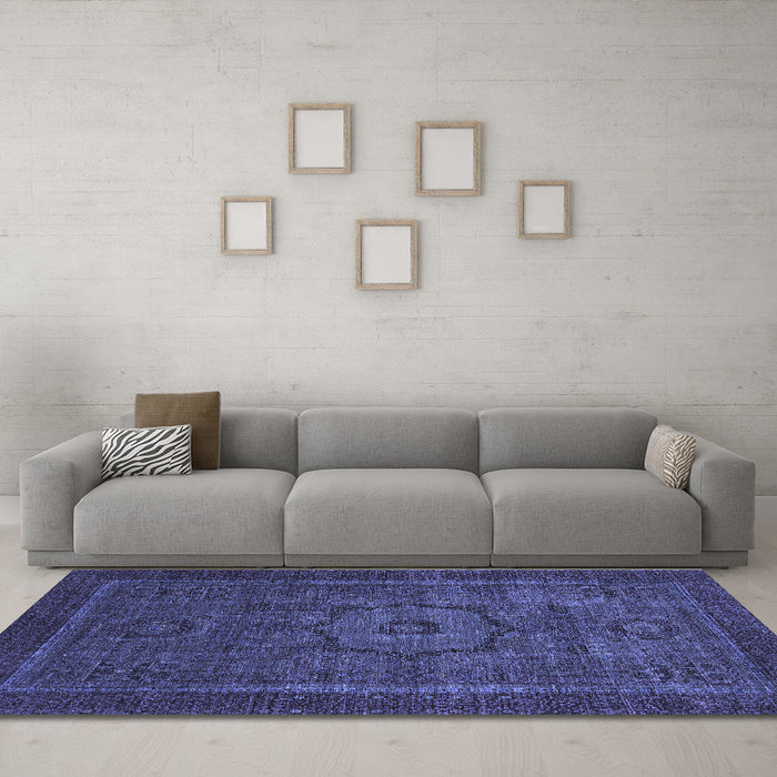 Machine Washable Abstract Blue Modern Rug in a Living Room, wshabs2368blu
