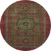 Round Machine Washable Abstract Saffron Red Rug, wshabs2368