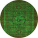 Round Abstract Green Modern Rug, abs2368grn