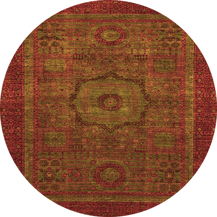 Round Abstract Orange Modern Rug, abs2368org