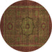 Round Abstract Brown Modern Rug, abs2368brn