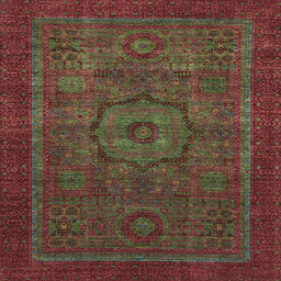 Square Abstract Saffron Red Modern Rug, abs2368