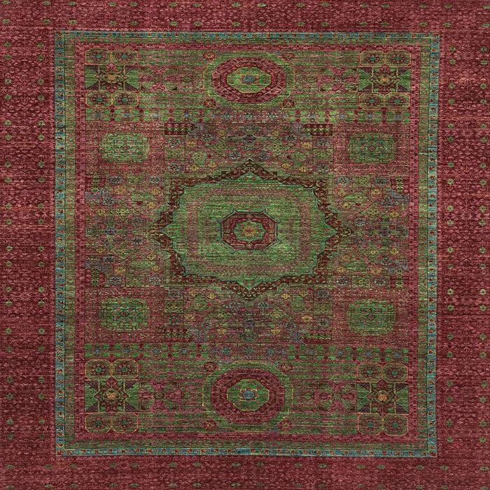 Square Abstract Saffron Red Modern Rug, abs2368