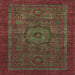 Square Abstract Saffron Red Modern Rug, abs2368