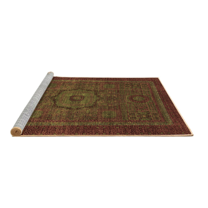 Sideview of Machine Washable Abstract Brown Modern Rug, wshabs2368brn