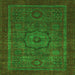 Square Machine Washable Abstract Green Modern Area Rugs, wshabs2368grn