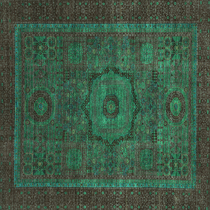 Square Abstract Turquoise Modern Rug, abs2368turq