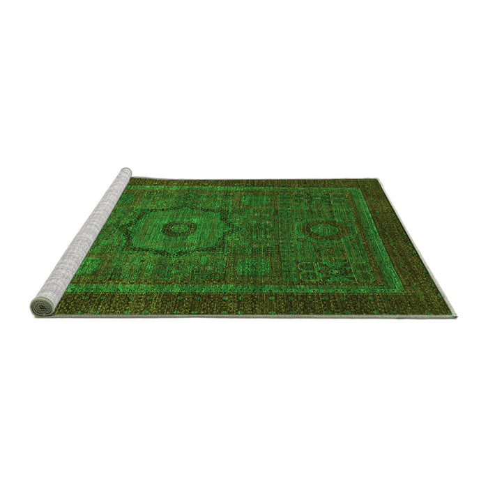 Sideview of Machine Washable Abstract Green Modern Area Rugs, wshabs2368grn