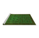 Sideview of Machine Washable Abstract Green Modern Area Rugs, wshabs2368grn