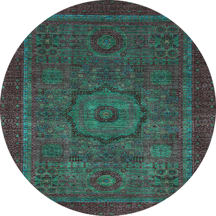 Round Abstract Light Blue Modern Rug, abs2368lblu