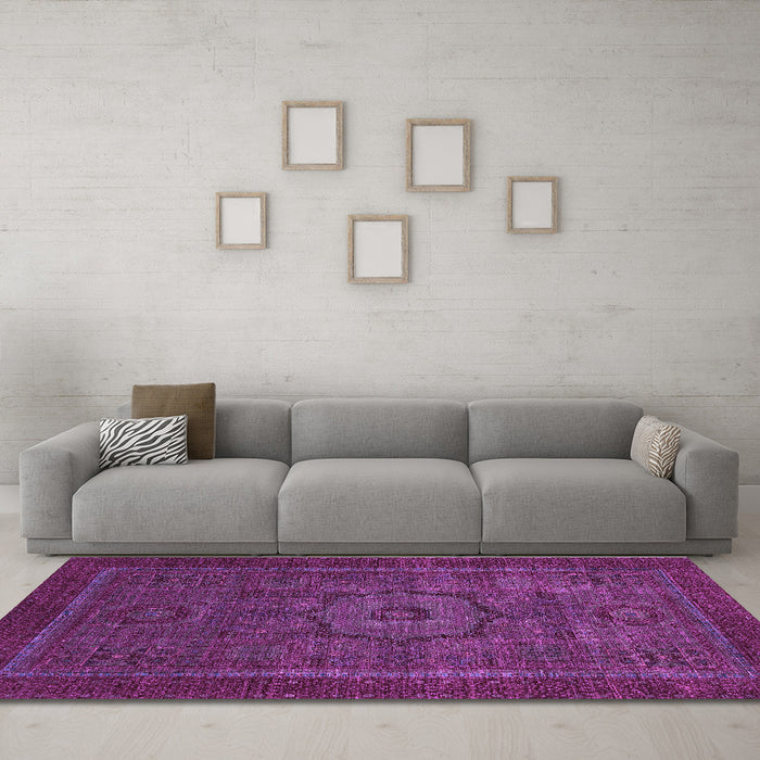 Machine Washable Abstract Purple Modern Area Rugs in a Living Room, wshabs2368pur