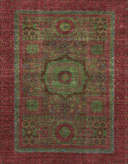 Machine Washable Abstract Saffron Red Rug, wshabs2368