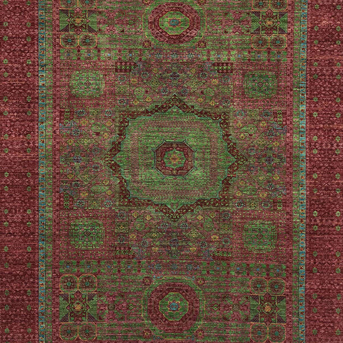 Machine Washable Abstract Saffron Red Rug, wshabs2368