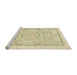 Sideview of Machine Washable Abstract Khaki Gold Rug, wshabs2369