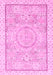 Machine Washable Abstract Pink Modern Rug, wshabs2369pnk