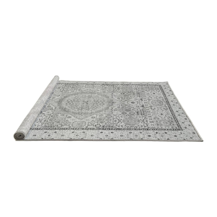 Sideview of Machine Washable Abstract Gray Modern Rug, wshabs2369gry