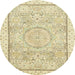 Round Abstract Khaki Gold Modern Rug, abs2369