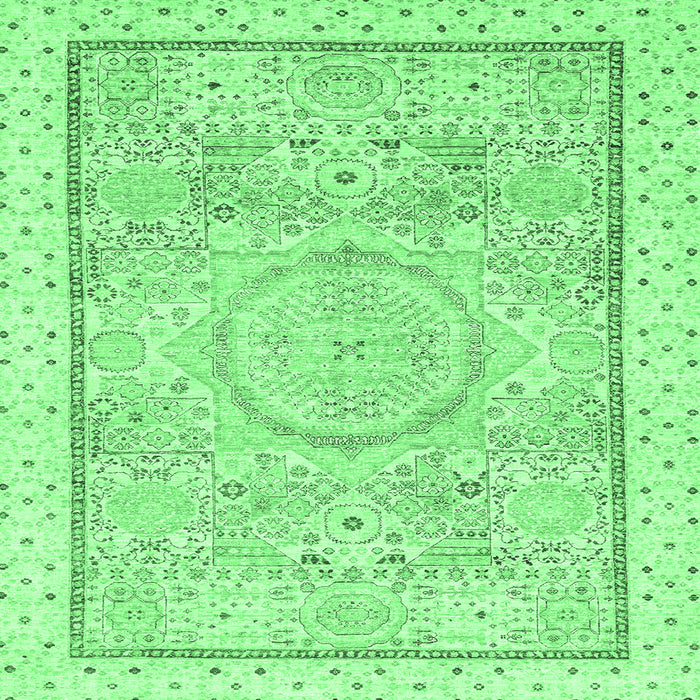 Square Abstract Emerald Green Modern Rug, abs2369emgrn