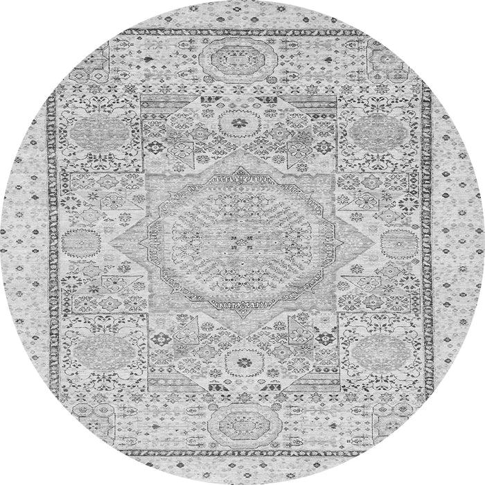 Round Machine Washable Abstract Gray Modern Rug, wshabs2369gry