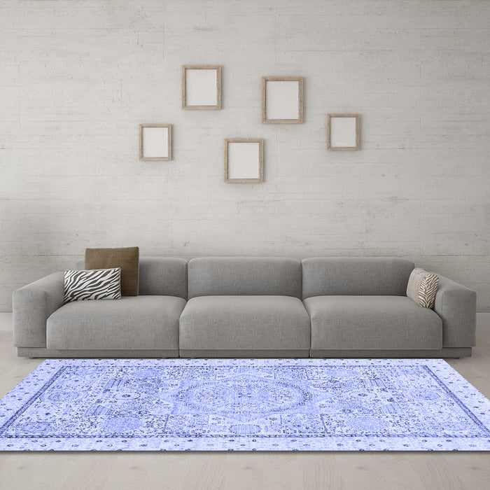 Machine Washable Abstract Blue Modern Rug in a Living Room, wshabs2369blu
