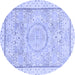 Round Abstract Blue Modern Rug, abs2369blu