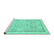 Sideview of Machine Washable Abstract Turquoise Modern Area Rugs, wshabs2369turq