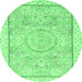 Round Abstract Emerald Green Modern Rug, abs2369emgrn