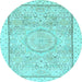 Round Abstract Light Blue Modern Rug, abs2369lblu