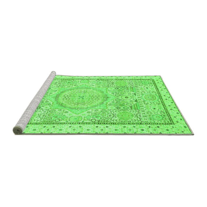 Sideview of Machine Washable Abstract Green Modern Area Rugs, wshabs2369grn