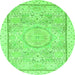 Round Machine Washable Abstract Green Modern Area Rugs, wshabs2369grn