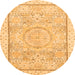 Round Abstract Orange Modern Rug, abs2369org