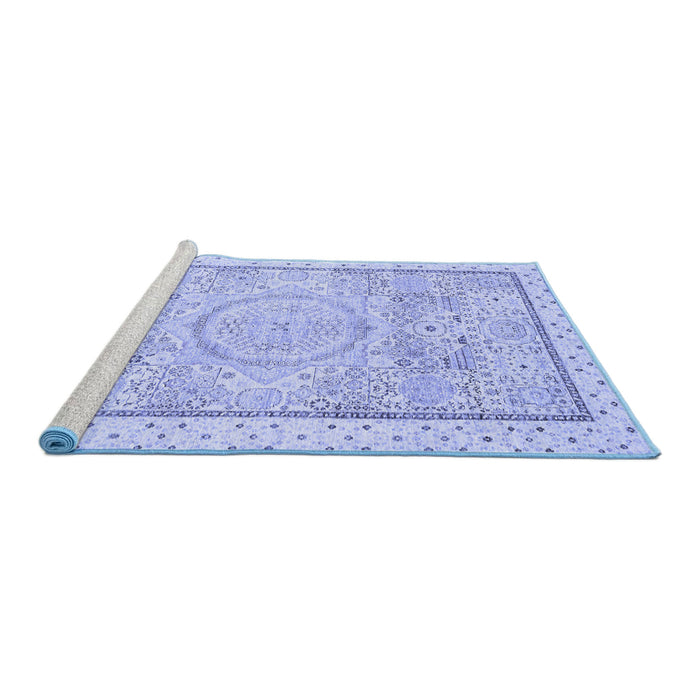 Sideview of Machine Washable Abstract Blue Modern Rug, wshabs2369blu