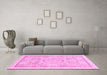 Machine Washable Abstract Pink Modern Rug in a Living Room, wshabs2369pnk