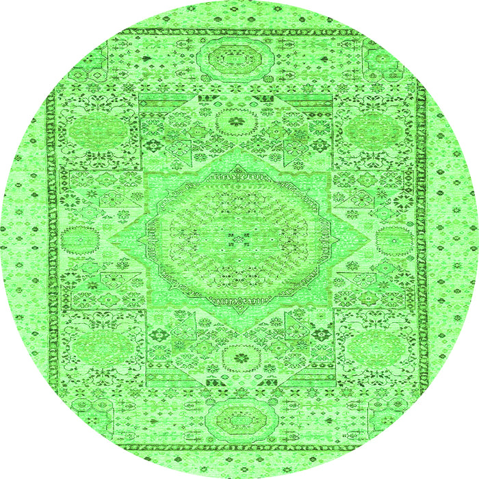 Round Abstract Green Modern Rug, abs2369grn
