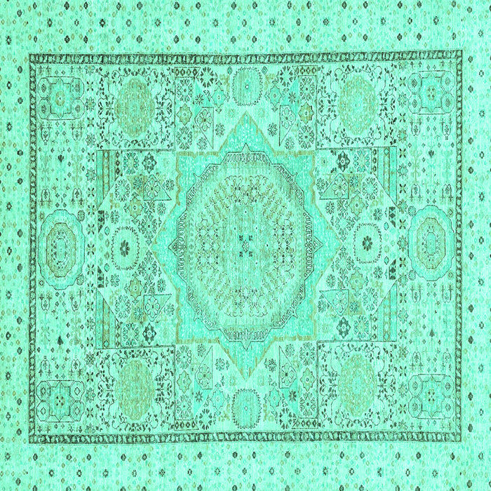 Square Abstract Turquoise Modern Rug, abs2369turq