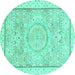 Round Abstract Turquoise Modern Rug, abs2369turq