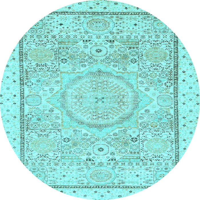 Round Machine Washable Abstract Light Blue Modern Rug, wshabs2369lblu