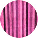 Round Machine Washable Abstract Pink Modern Rug, wshabs236pnk