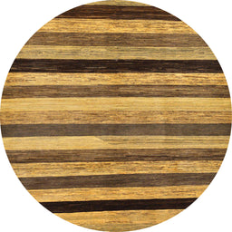 Round Machine Washable Abstract Orange Rug, wshabs236