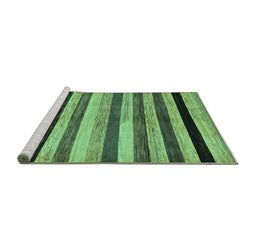 Sideview of Machine Washable Abstract Turquoise Modern Area Rugs, wshabs236turq